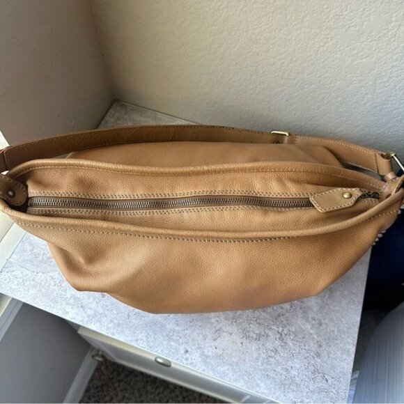 Nuovedive Italian Tan Brown Sienna Leather Satchel Purse Bag - Picture 8 of 10